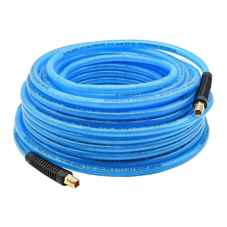 Interstate Pneumatics 5/16in 100 ft Light Blue Polyurethane Hose 1/4in NPT Solid Fitting HU15-100